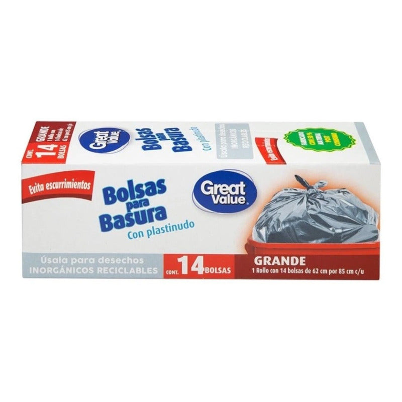 Bolsas Para Basura Great Value Grande Con Plastinudo 4pzas