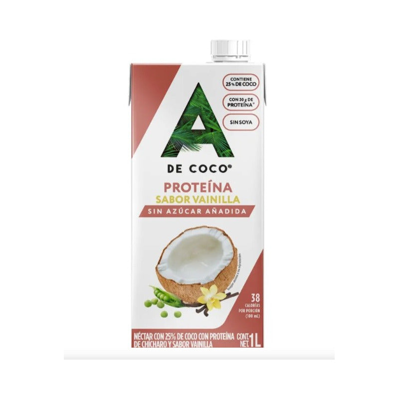 Bebida A De Coco Con Proteína Coco Vainilla 6 Pzs De 1 Litro