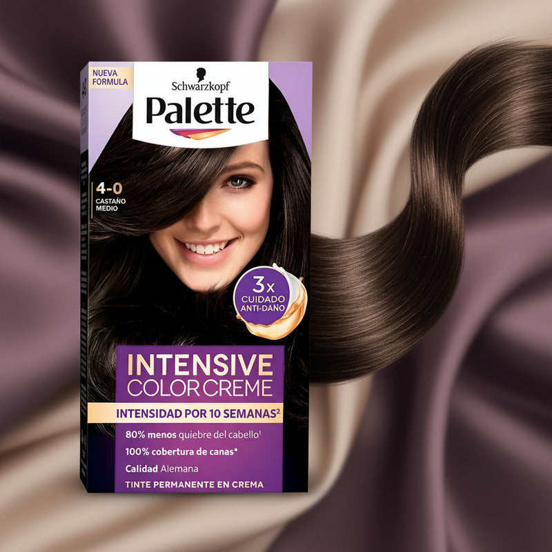 Tinte Para Cabello Palette 4-0 Castaño Medio 6 Pzas De 50ml 4-0 Castaño Medio