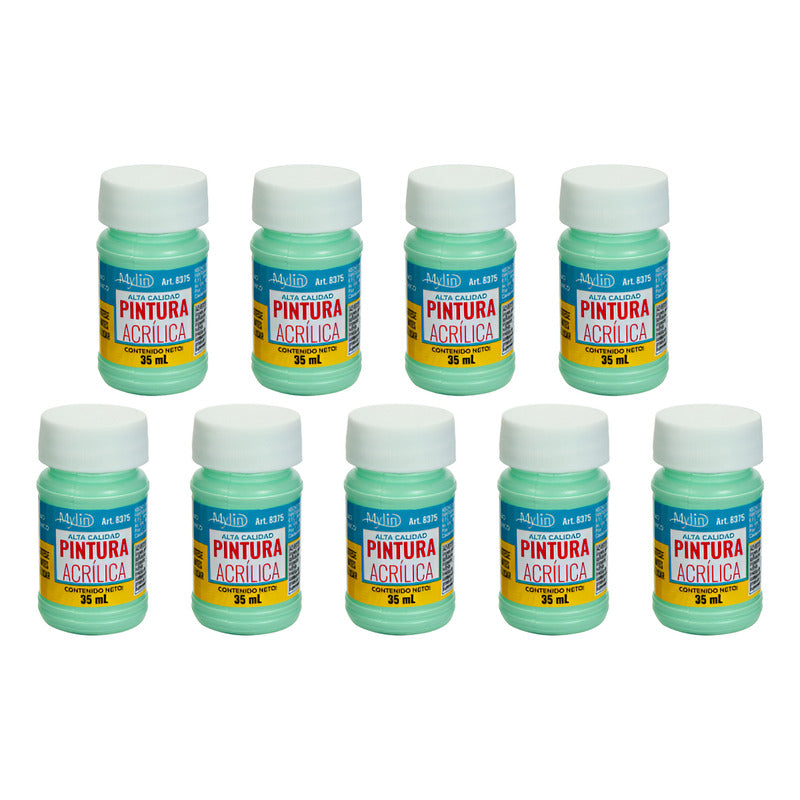 Pintura Acrílica Alta Calidad Color Menta 9 Piezas De 35ml Menta