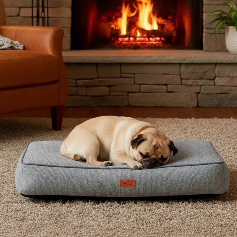Cama Rectangular Extendida Color Gris Para Perro, Mediano Gris Rectangular