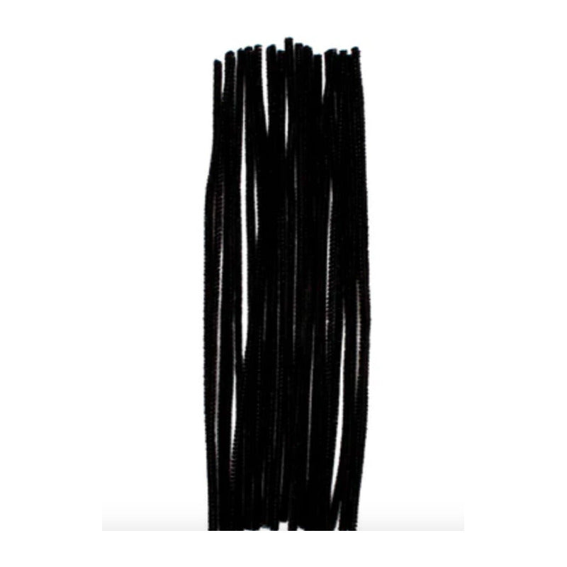 Limpia Pipas Chenille Terciopelo Color Negro De 30cm 200pz