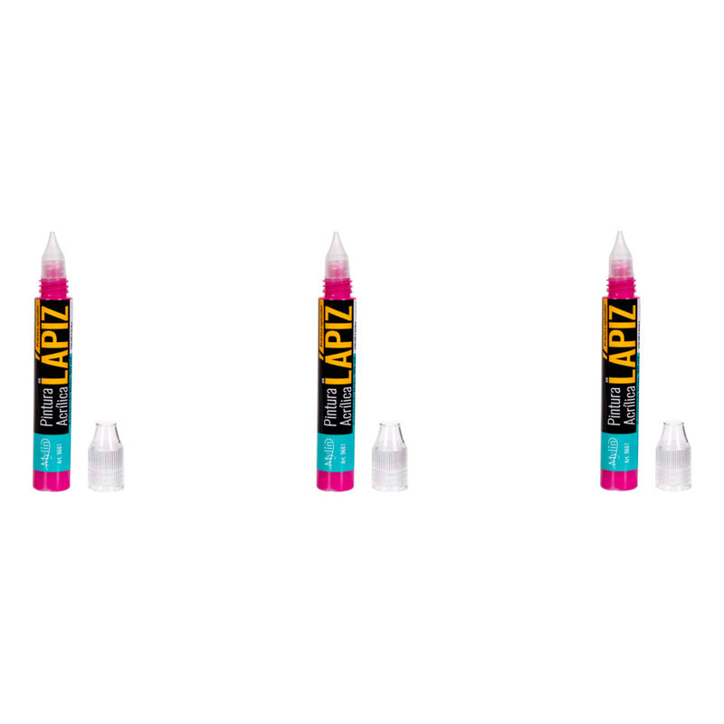 Pintura Acrílica En Lápiz Color Fiusha 3 Piezas De 30ml Fucsia