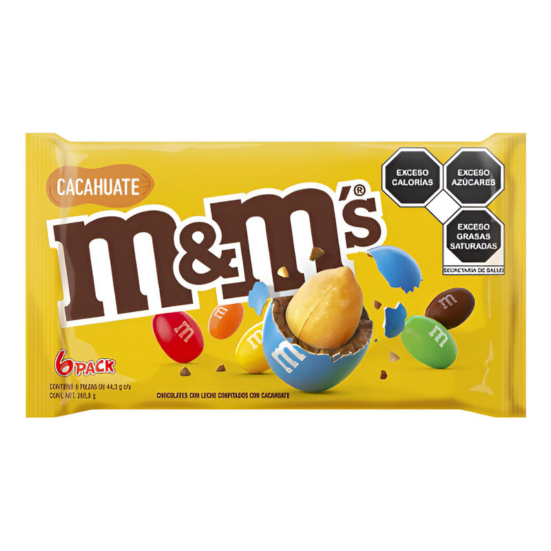 Chocolates M&ms Cacahuate 3 Paquetes Con 6 Sobres De 43,3gr