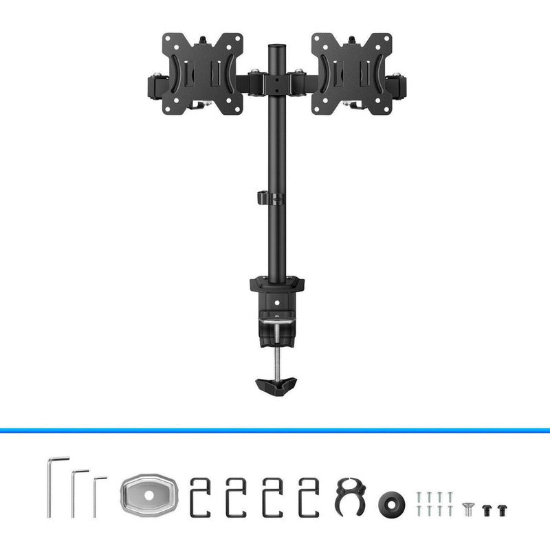 Steren Soporte Doble De Escritorio Para Monitores De Hasta 3 Color Negro