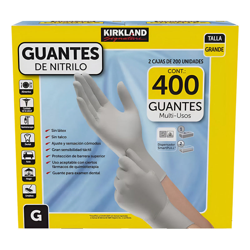 Kirkland Signature Guantes De Nitrilo Grandes 400 Pzas Blanco Grande