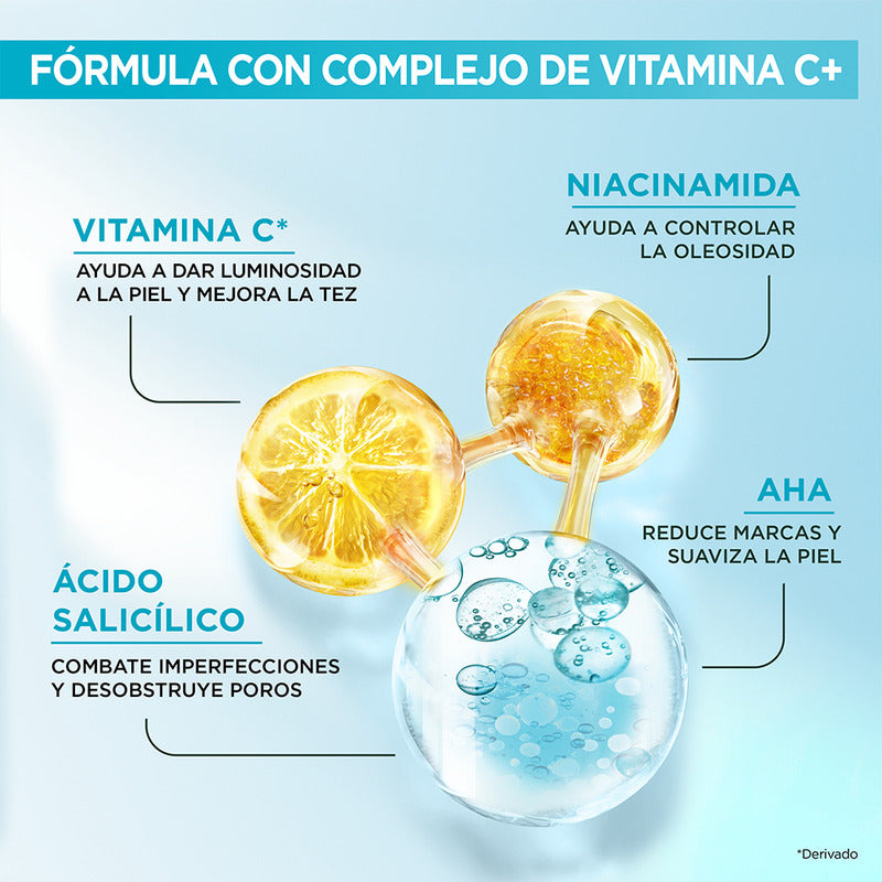 Sérum Anti Imperfecciones Garnier Express Aclara, Con Concentrado De Vitamina C, Ácido Salicílico Y Niacinamida Que Reduce Manchas En Piel Grasa 30 Ml Día/noche