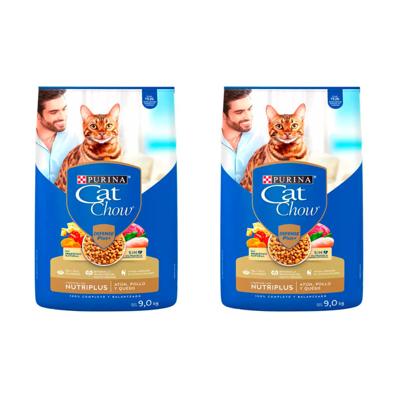 Cat Chow Nutriplus Alimento Para Gato 2 Piezas De 9kg