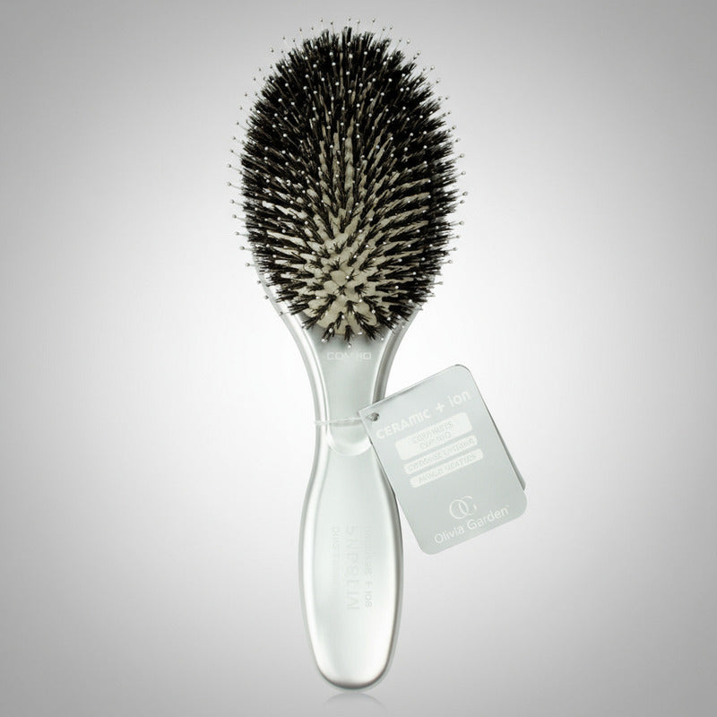 Cepillo Acolchado Anti-frizz Con Cerdas Naturales Gris