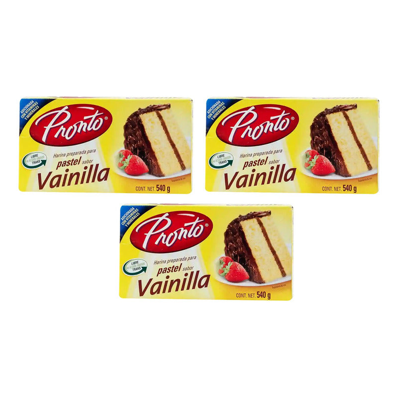 Harina Para Pastel Pronto Vainilla 540 G (3 Piezas)