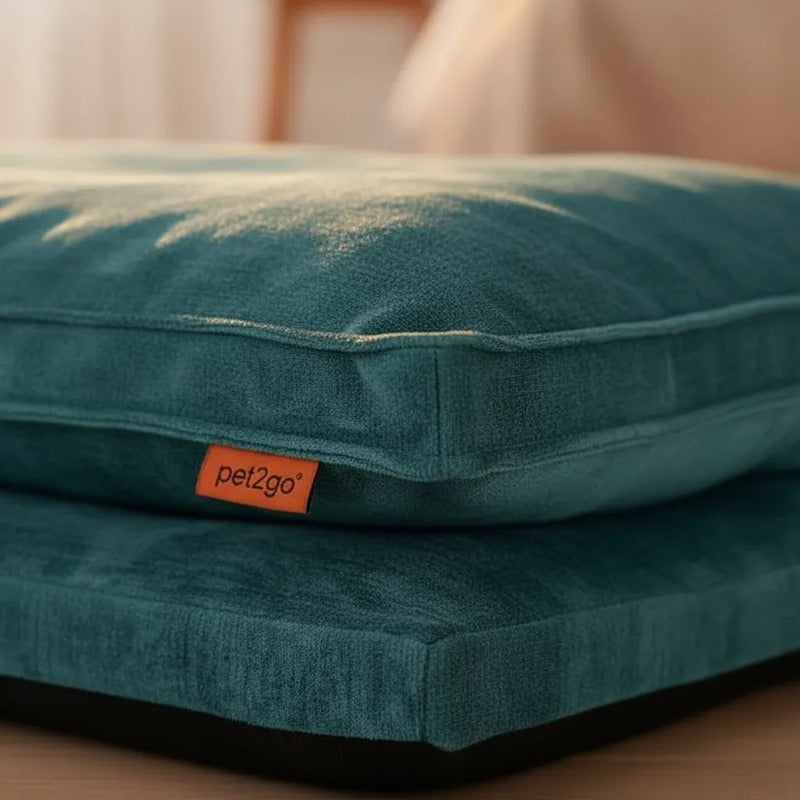 Cama Rectangular Extendida Color Turquesa Para Perro Mediano Azul Rectangular
