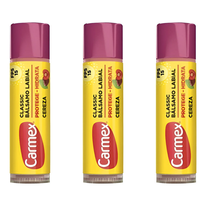 Protector Labial Carmex Fps 15 Sabor Cereza 3 Pzas De 4.25gr