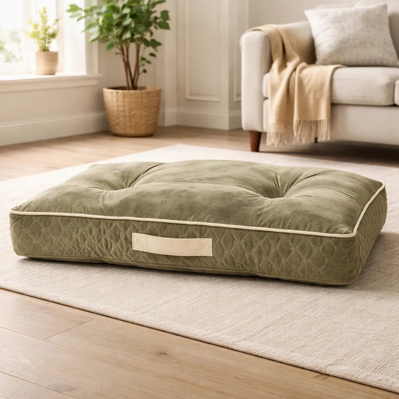 Cama Extendida Y Suave Diseño Geométrico Para Perro, Grande Verde